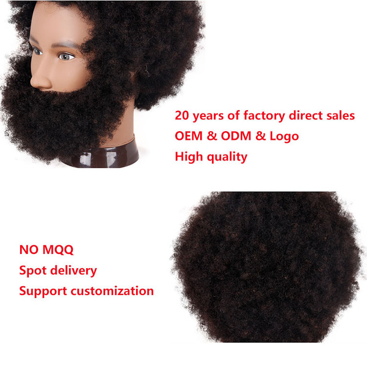 Wholesale African Barber Men Braiding Practice Hairdresser Training Doll Head,Human Curly Hair Styling Afro Male Mannequin Head