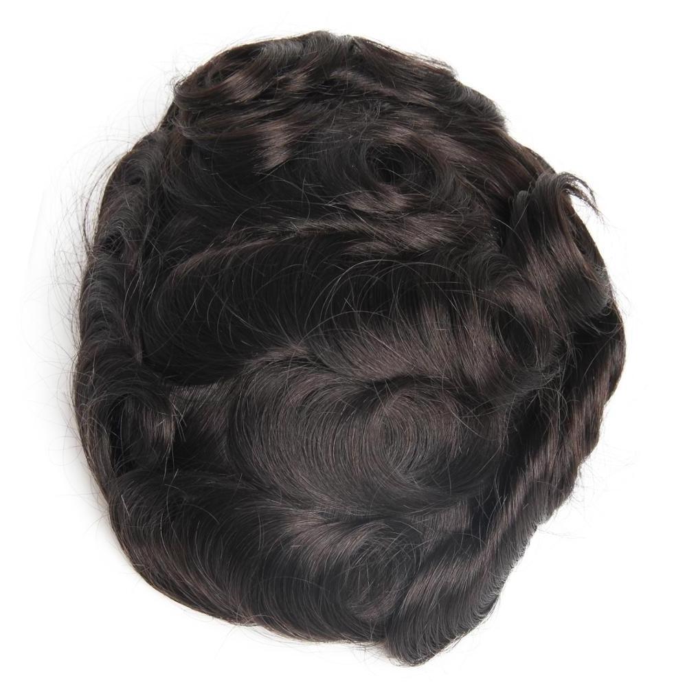 Full PU quality virgin human hair toupee black men, cheap hair piece toupee