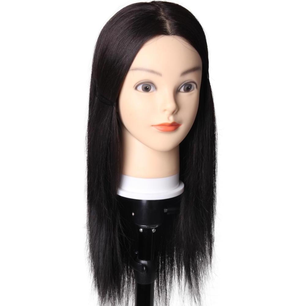 Human Hair Mannequin Head with 30% Mixed Real Hair  Cosmetology Practice Hairdressing Doll Women Head