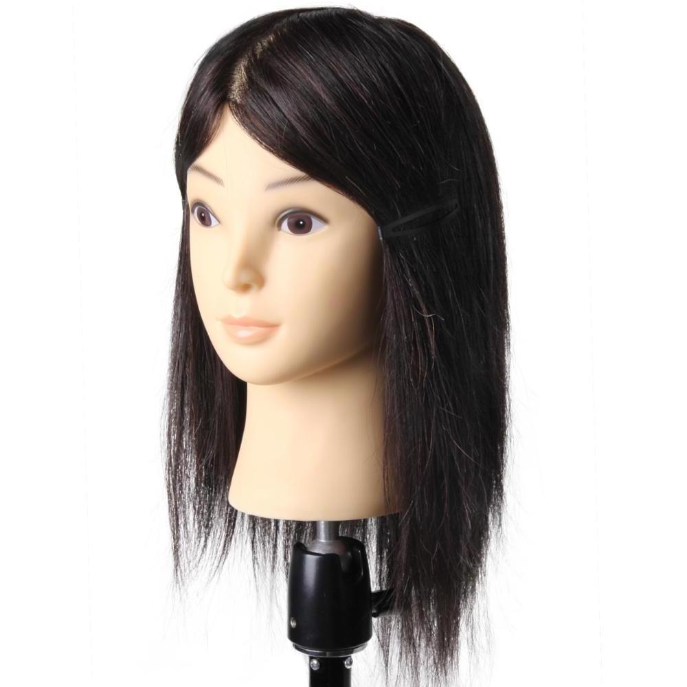 100% Human Hair Training Head Short Black Hair For Salon Hairdressing Professional  Mannequin Dolls