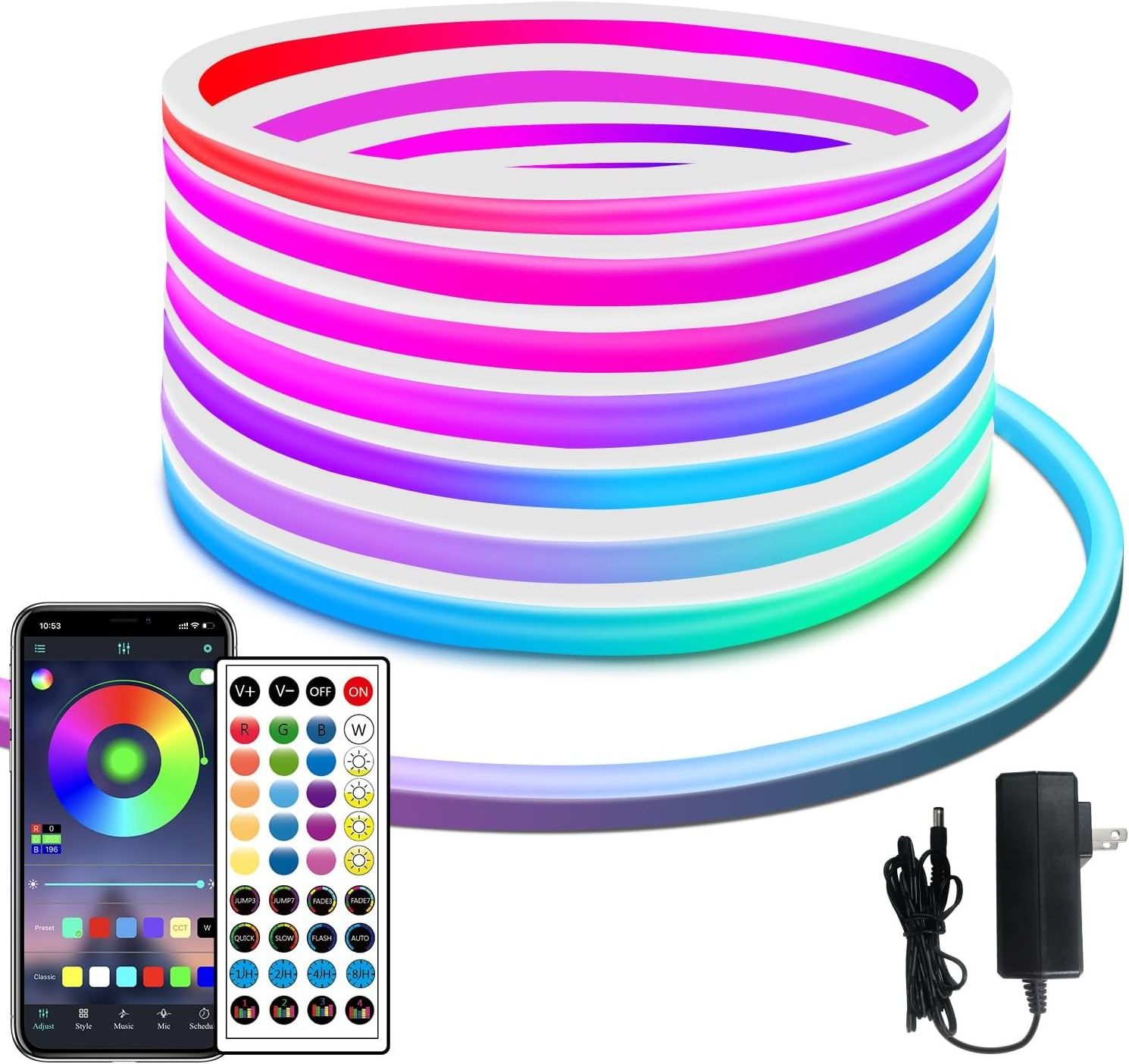 Hot Sale 1 Cm Cut 5M  Ip65  Led Neon Strip Light  12V 24V 220V Flexible Soft Led Neon Strip Light Flex