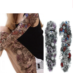 Skull with Girl Sexy Women Body Art Flash Waterproof Tattoo Stickers Big Temporary Tattoo Full Arm Sleeve Men