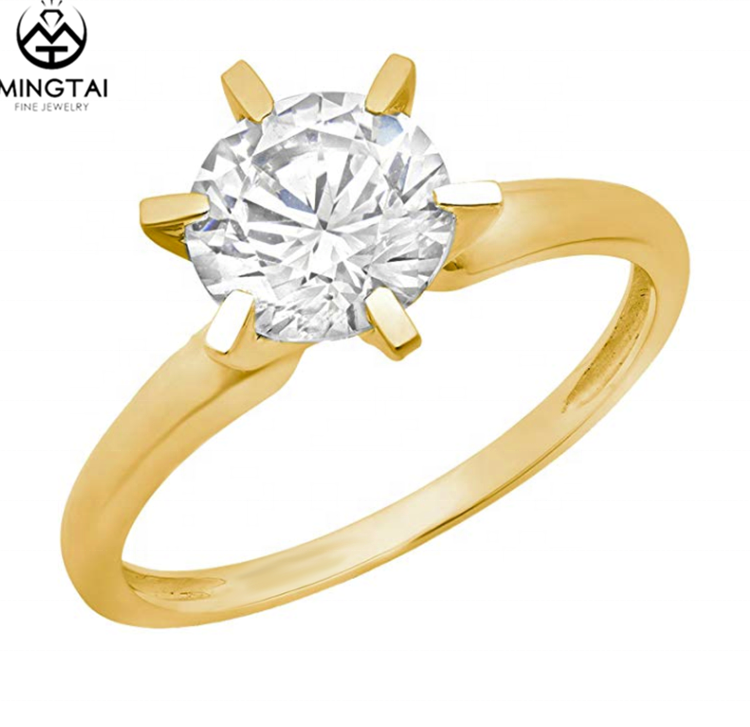 OEM Round Cut Gold Ring Fashion Jewelry Big Zircon Mexican Engagement Rings