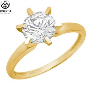 OEM Round Cut Gold Ring Fashion Jewelry Big Zircon Mexican Engagement Rings