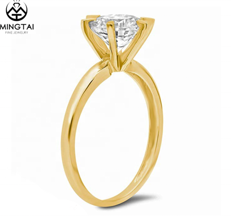 OEM Round Cut Gold Ring Fashion Jewelry Big Zircon Mexican Engagement Rings