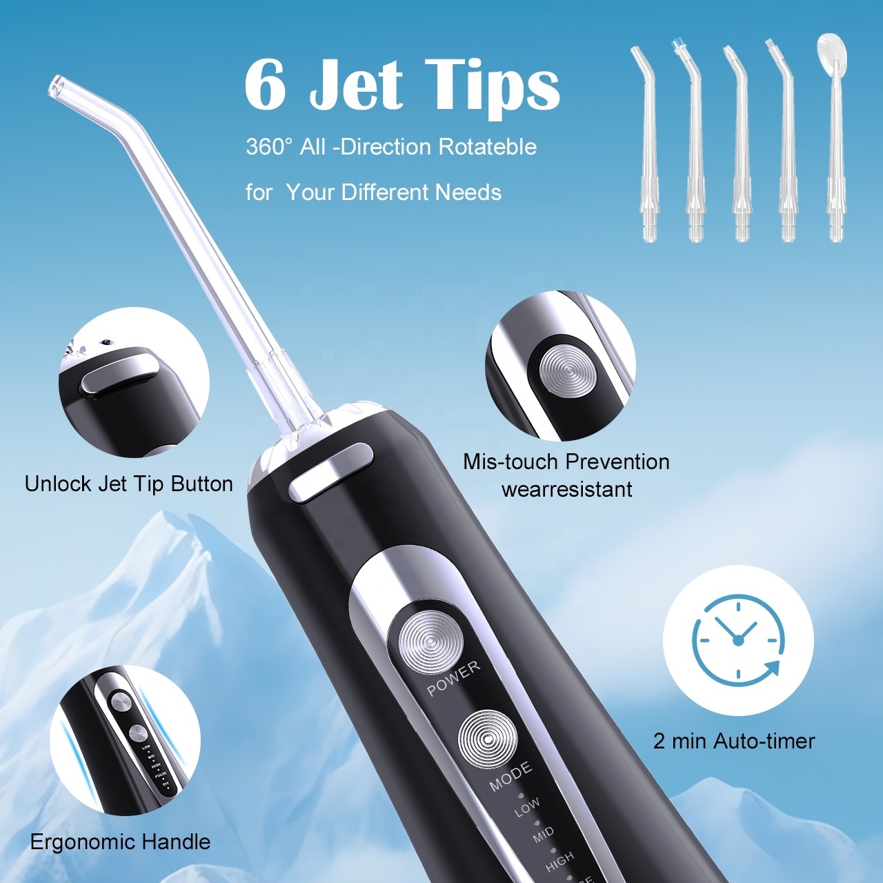 Portable Oral irrigator Tooth Cleaner Water pick  Tooth Cleaner IPX7 Waterproof 5 modes 300ml tank water Dental flosser