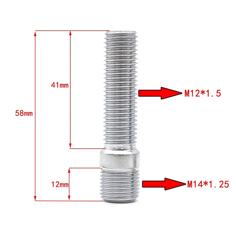 20Pcs M14*1.25 To M12*1.5 Wheel Stud Conversion Tall Lug Bolts To Studs