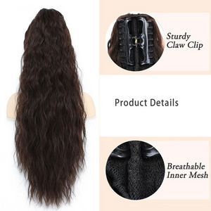 14/22 inch Claw Clip  Ponytail Hair Extension  Drawstring Fake Hairpiece Curly Wavy Pony Tails Hair Piece Updo Synthetic Hair