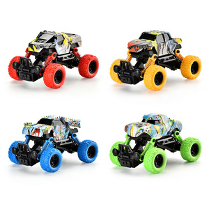 Hot Selling Friction Toy Vehicle Four Wheel Drive Cartoon Double Pull Back Climbing Car