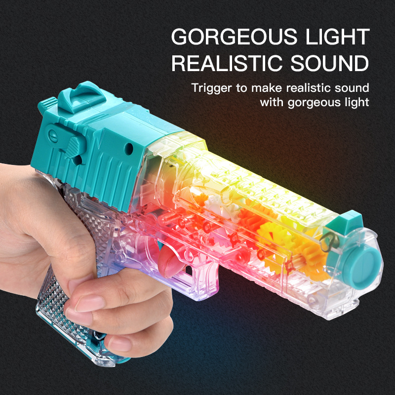 Electric Transparent Guns Gear Toy With Sound And Led Light Effects Pistol Outdoor Games For Kids Interactive Toys