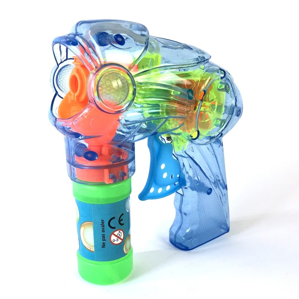 Kids soap gun toys custom LED transparent light up bubble gun