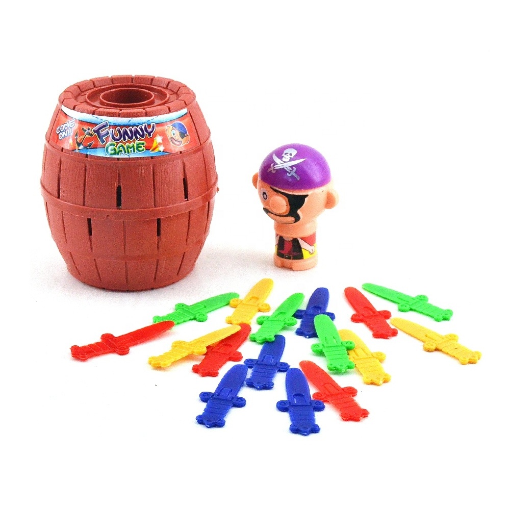 Kids Lucky Game Stab 16 Swords Set Pop Up Head Roulette Pirate Barrel Toys