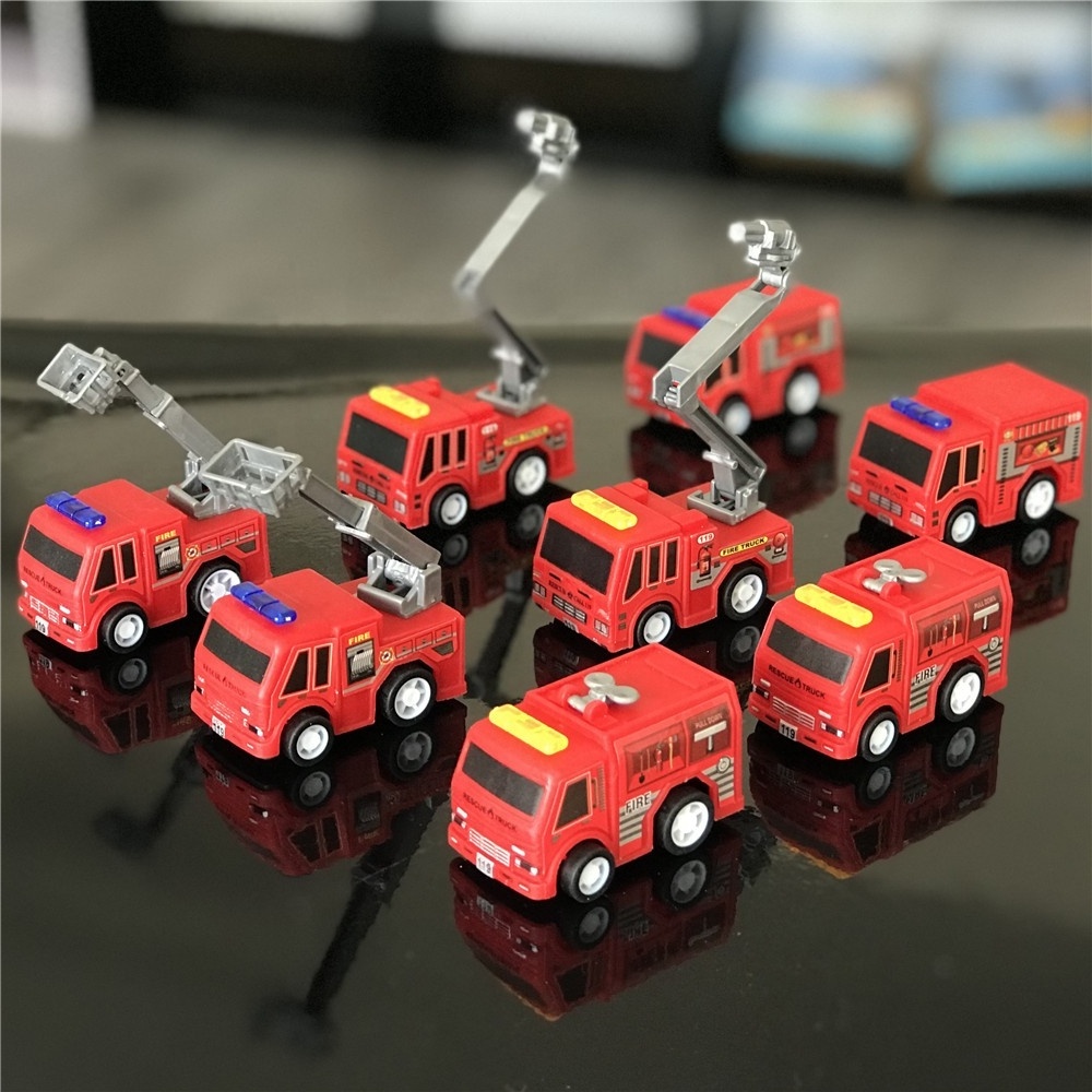 8PCS children mini plastic vehicle pull back car sets toy fire truck for boy