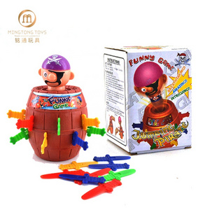 Kids Lucky Game Stab 16 Swords Set Pop Up Head Roulette Pirate Barrel Toys