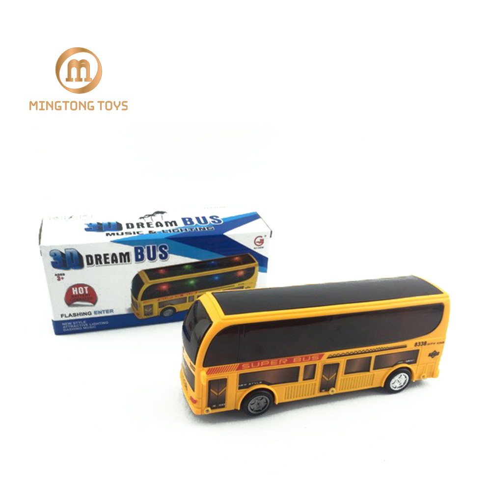 Pull Back Small Plastic Toy Led Light bus Car Model With Music