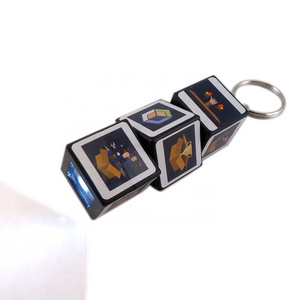 Customized Logo Mini Keychain Toy ABS Plastic Led Light Magic Puzzle Cube