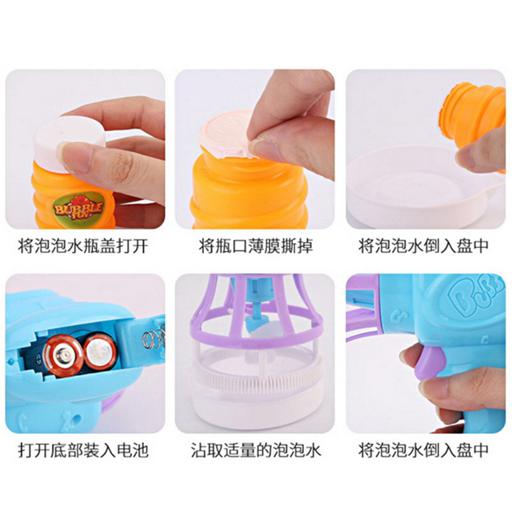 Education China purple pink blue different color for you choose need battery no music set blower bubble toys gun from Guangdong