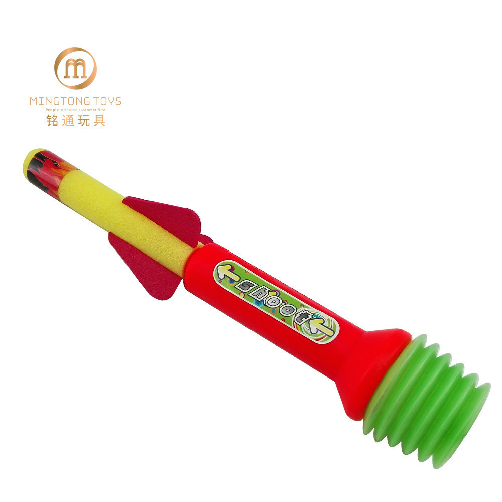 23.5x4x1.8cm OEM logo hand press garden foam toy rocket launcher for kids