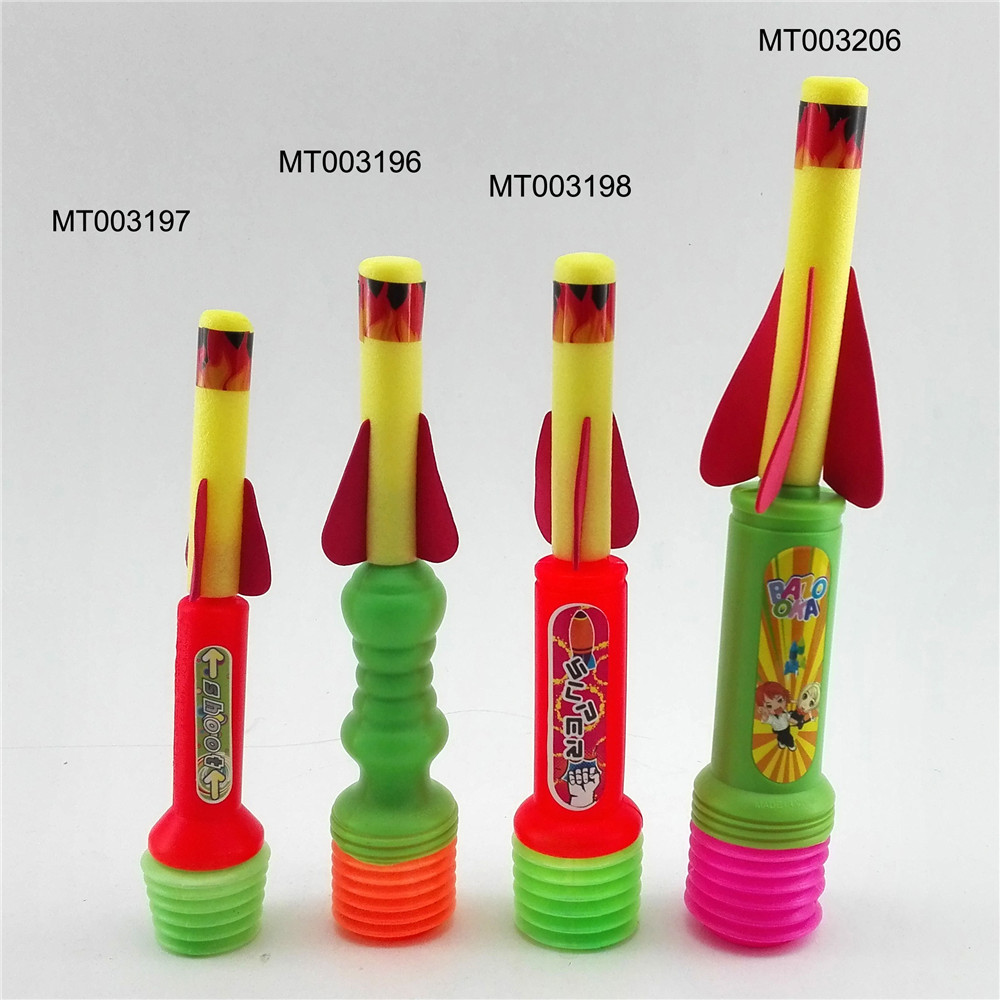 23.5x4x1.8cm OEM logo hand press garden foam toy rocket launcher for kids