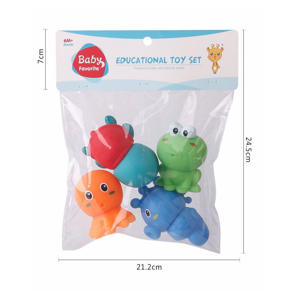 Toddlers Favorite Fun Bath Water Spray Assembled Cartoon Seahorse Turtle Octopus Frog Mini Size Sea Rubber Animal Toys