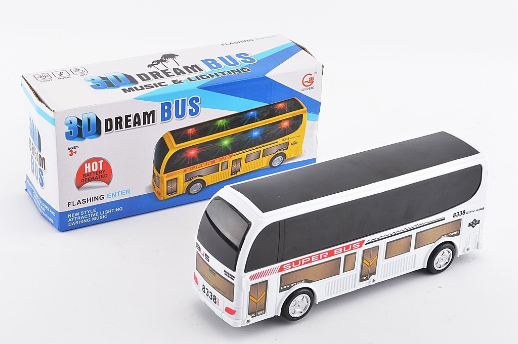 Pull Back Small Plastic Toy Led Light bus Car Model With Music