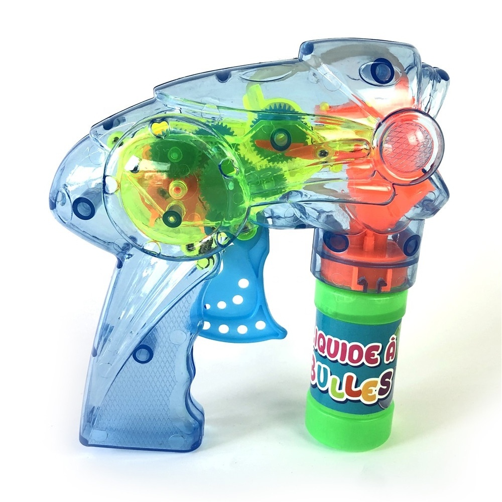 Kids soap gun toys custom LED transparent light up bubble gun