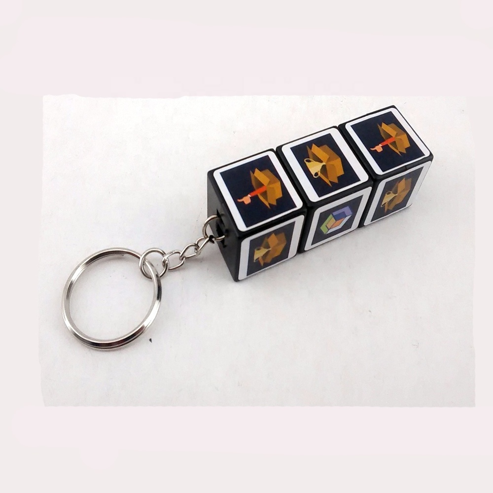 Customized Logo Mini Keychain Toy ABS Plastic Led Light Magic Puzzle Cube