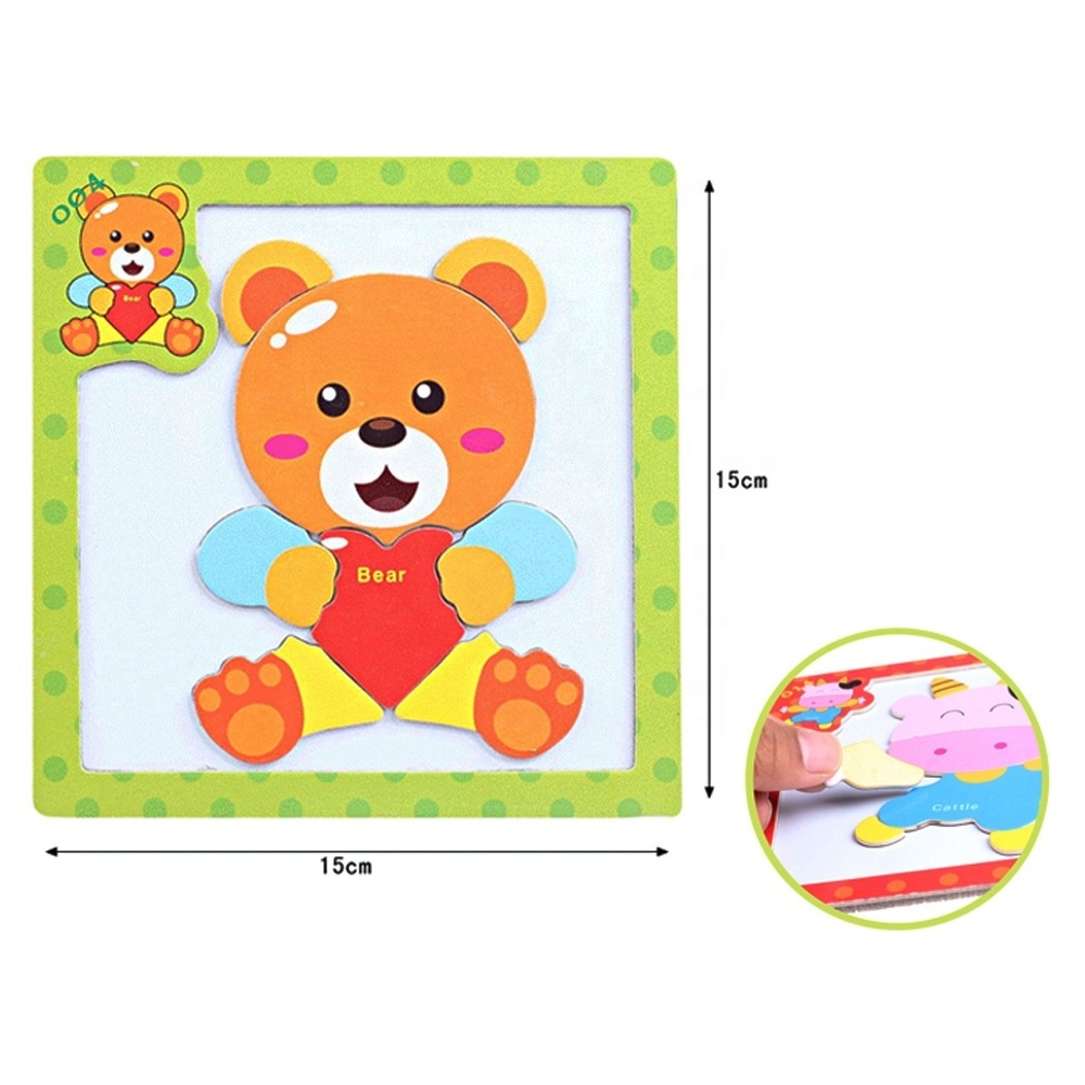 Educational wood toys cartoon animal magnetic puzzle board