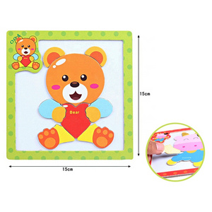 Educational wood toys cartoon animal magnetic puzzle board