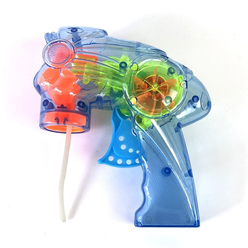 Kids soap gun toys custom LED transparent light up bubble gun