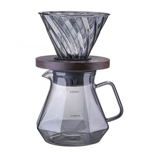 Glass Coffee Dripper Filter 400ml/600ml Diamond Shape Borosilicate Hand Drip Glass Coffee Pot Pour Over Coffee Maker