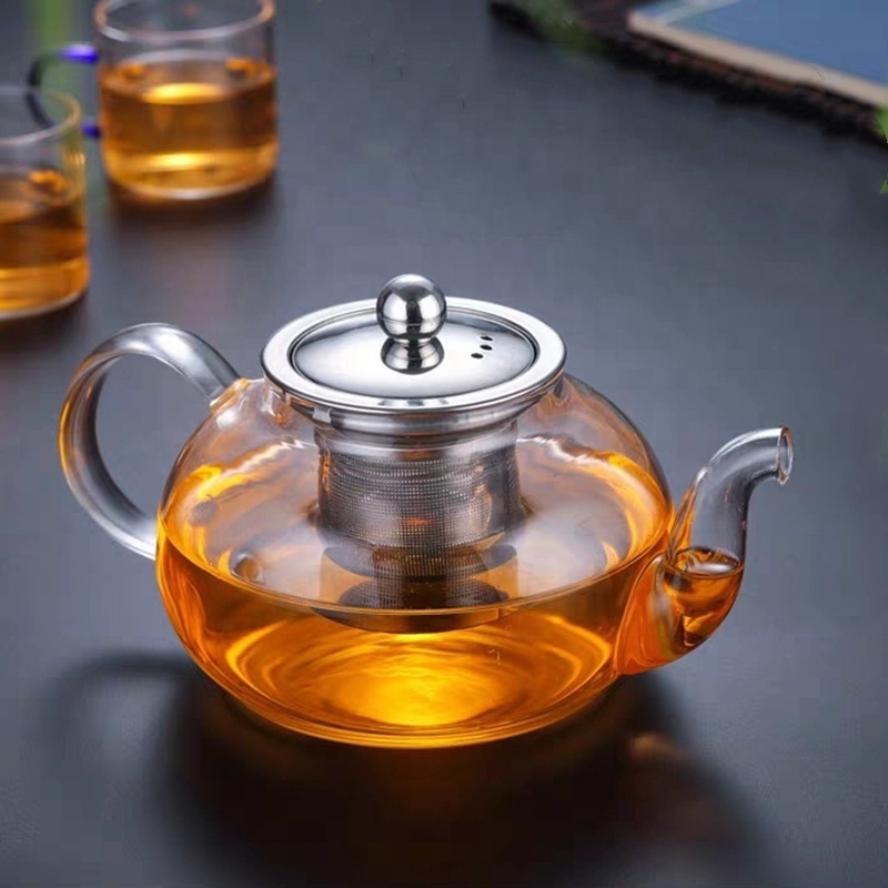 600ml Tea Pot Stovetop Glass Teapot with Removable Stainless Steel Strainer Glass Tea Pot with Blooming Loose Leaf Tea Maker