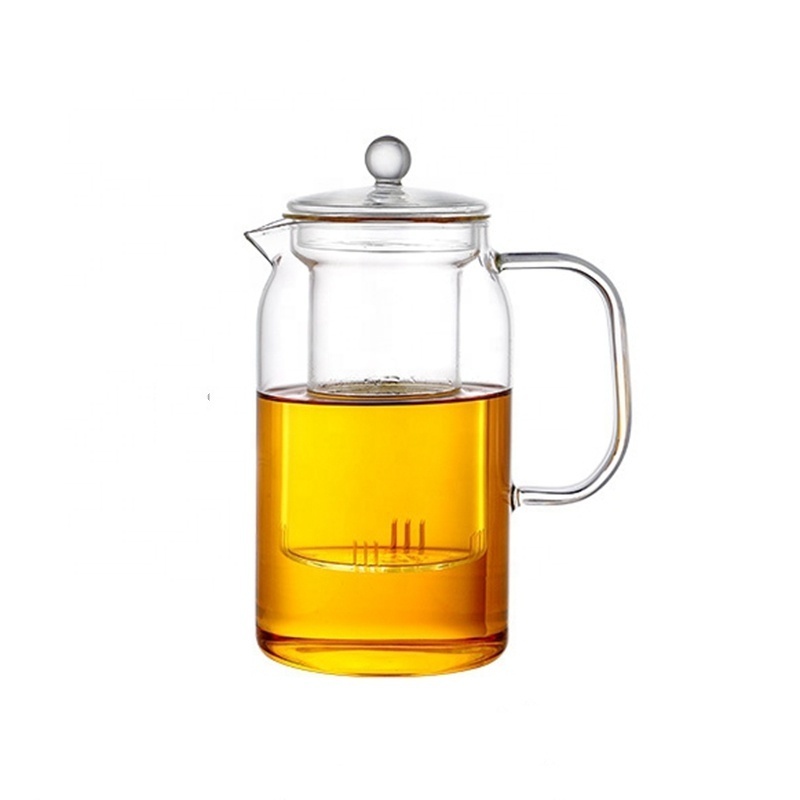 Custom Hand Blown Heat Resistant Clear Glass Tea Pot Fruit Tea Water Jug Glass Carafe Borosilicate Glass Teapot With Infuser