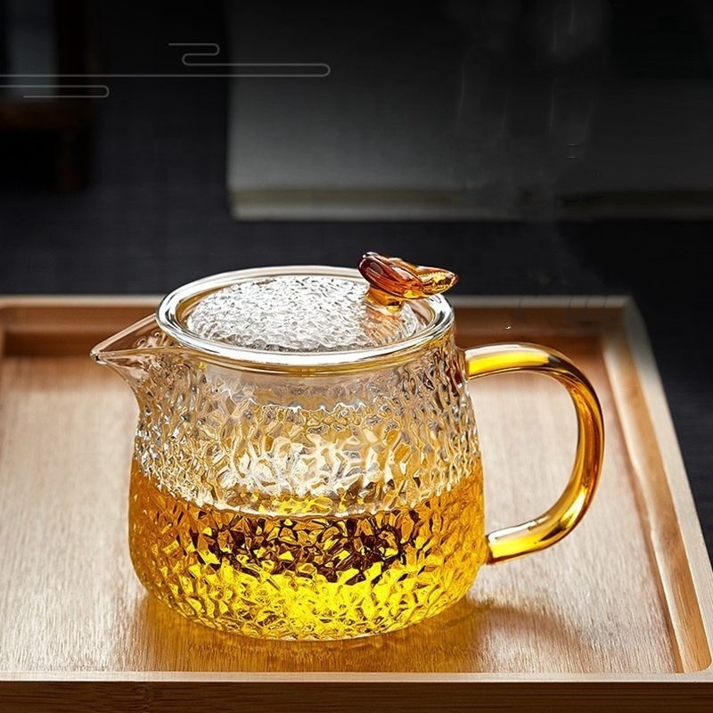 400ml Mini Hand Blown Heat Resistant Clear Stovetop Safe Loose Leaf Glass Tea Pot Borosilicate Glass Teapot With Infuser