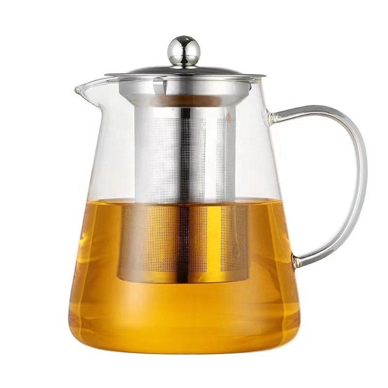 43oz Clear Glass Tea Pot Stovetop Safe Borosilicate Glass Tea Pot With Removable Infuser Blooming Loose Leaf Glass Teapot