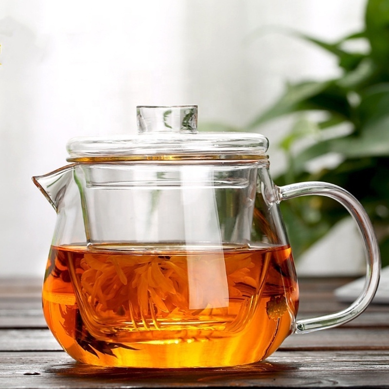 500ml Hand Blown Heat Resistant Clear Thickened Loose Leaf Glass Tea Pot Borosilicate Glass Teapot With Removable Glass Infuser