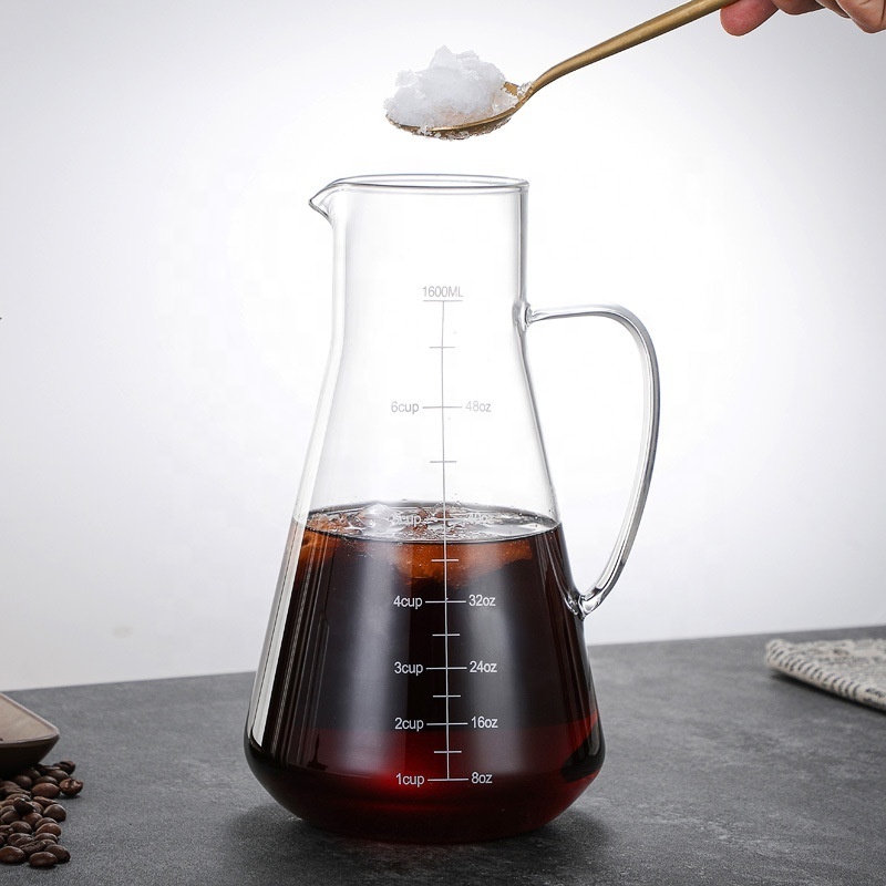 Custom Hot Cold Brew Iced Coffee Maker Borosilicate Glass Coffee Pot With Removable Filter BPA-Free Glass Pitcher Tea Maker