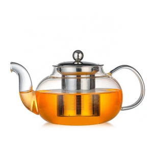 600ml Tea Pot Stovetop Glass Teapot with Removable Stainless Steel Strainer Glass Tea Pot with Blooming Loose Leaf Tea Maker