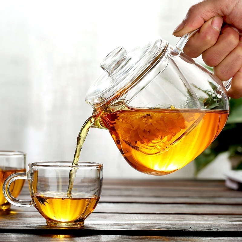 500ml Hand Blown Heat Resistant Clear Thickened Loose Leaf Glass Tea Pot Borosilicate Glass Teapot With Removable Glass Infuser