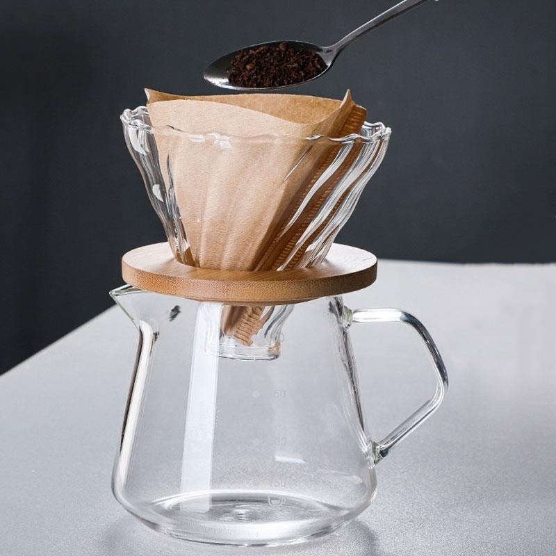 400ml Heat Resistant Borosilicate Glass Hand Drip Coffee Pot Coffee Maker Teapot With Handle Sharing Pot With coffee filter