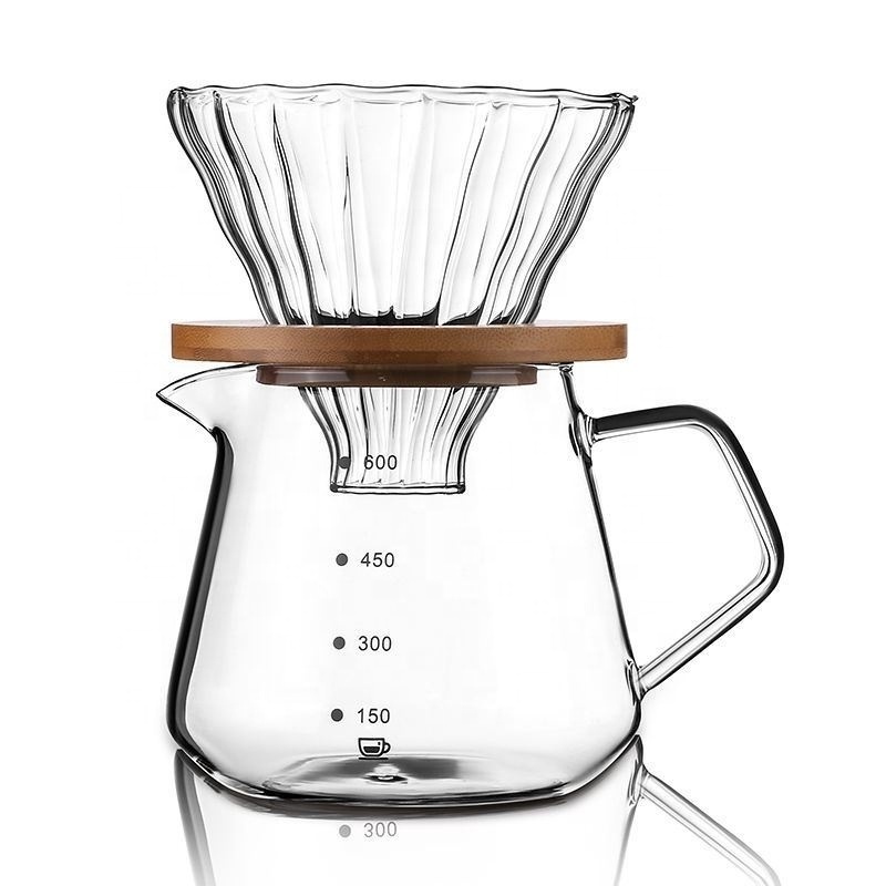 600ml Heat Resistant Borosilicate Hand Drip Glass Coffee Pot Coffee Maker With Handle coffee pot glass With Infuser