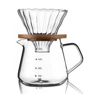 600ml Heat Resistant Borosilicate Hand Drip Glass Coffee Pot Coffee Maker With Handle coffee pot glass With Infuser