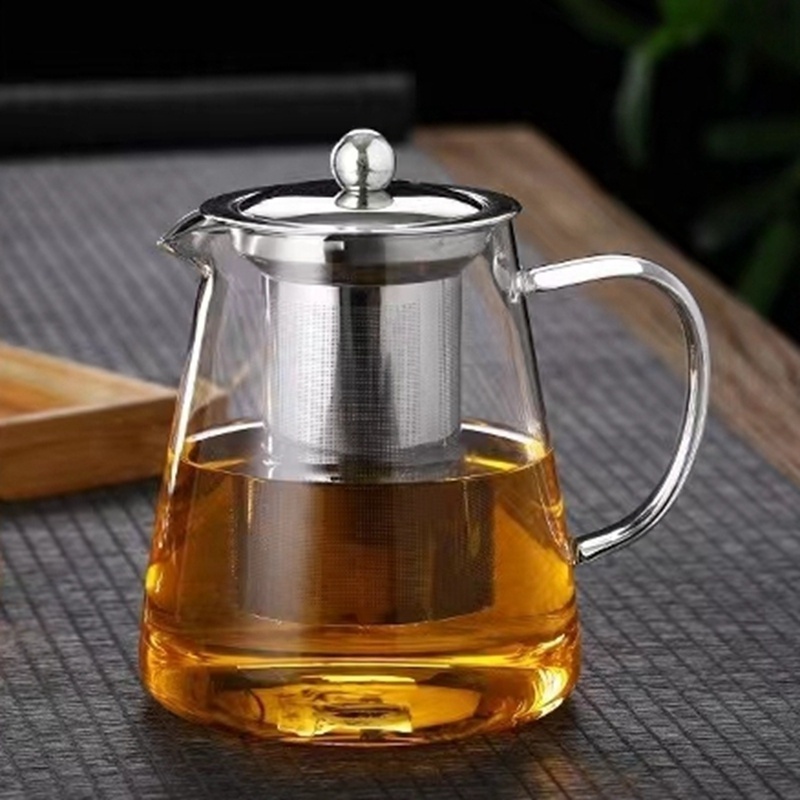 43oz Clear Glass Tea Pot Stovetop Safe Borosilicate Glass Tea Pot With Removable Infuser Blooming Loose Leaf Glass Teapot