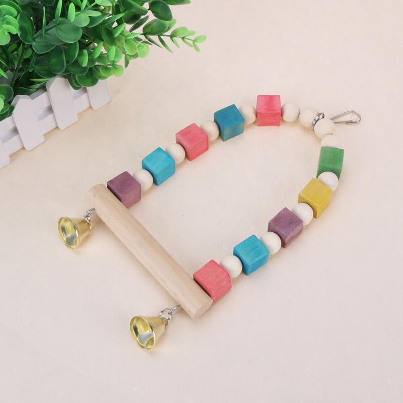 Large and Medium Supplies Wooden Cotton Rope Bite Toy Stand Cage Accessories Swing