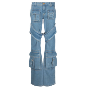 Custom Jean Trouser for Ladies Latest Zipper Pocket Flare Bell Bottom Jeans for Women