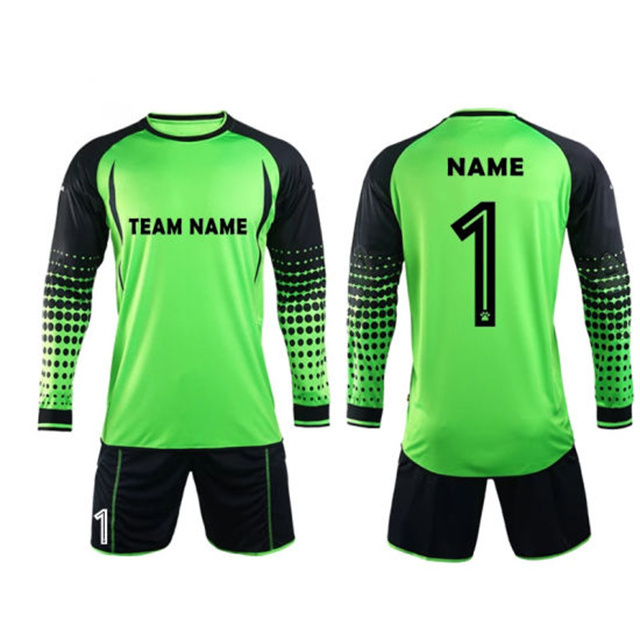 Kids Adult Soccer Goalkeeper Jersey Set Child Men Football Uniform Long Sleeve Training Fluorescence Green Football Jersey Suit