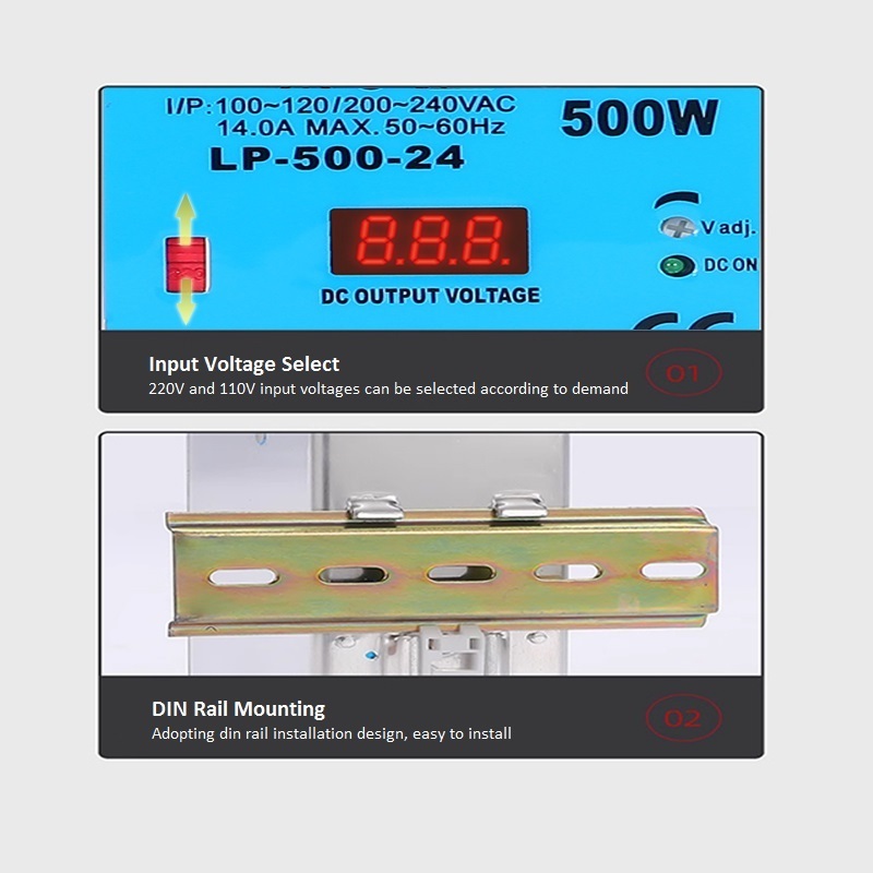 LP-500-48 din rail mounting 500w 48v dc 10 amp switching power supply