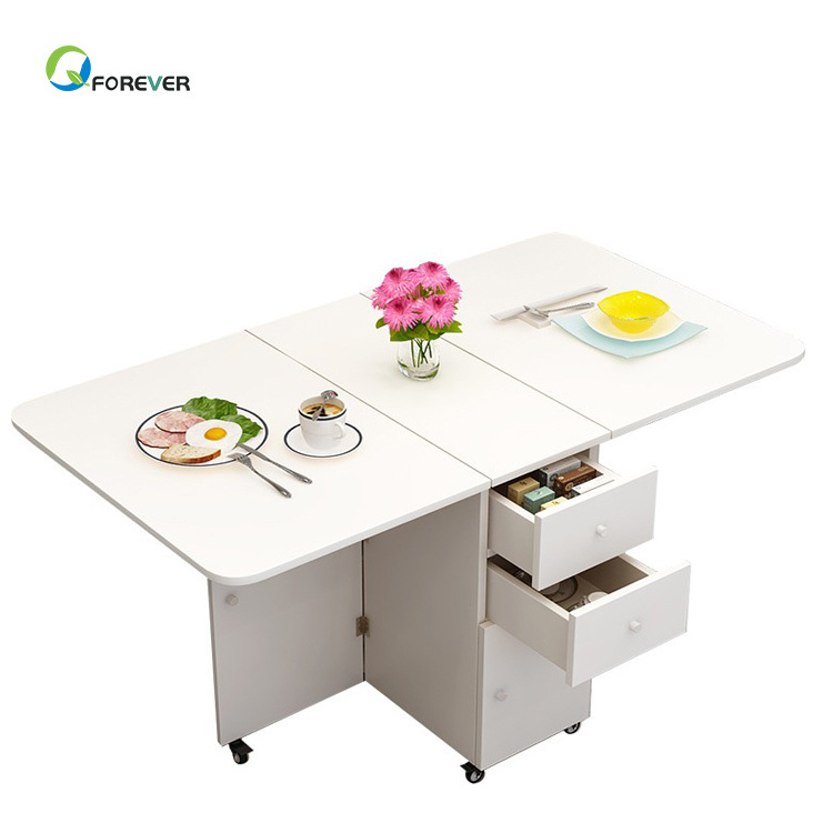 AI LI CHEN Simple Modern Small Apartment Telescopic Folding Table Rectangular Mobile Kitchen Locker Simple Dining Table Chair