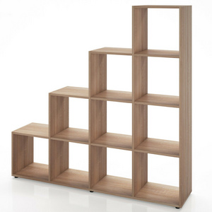 Wooden Book Display Rack Ladder Shelf Bookcase with Open Cubes Storage Bookshelf