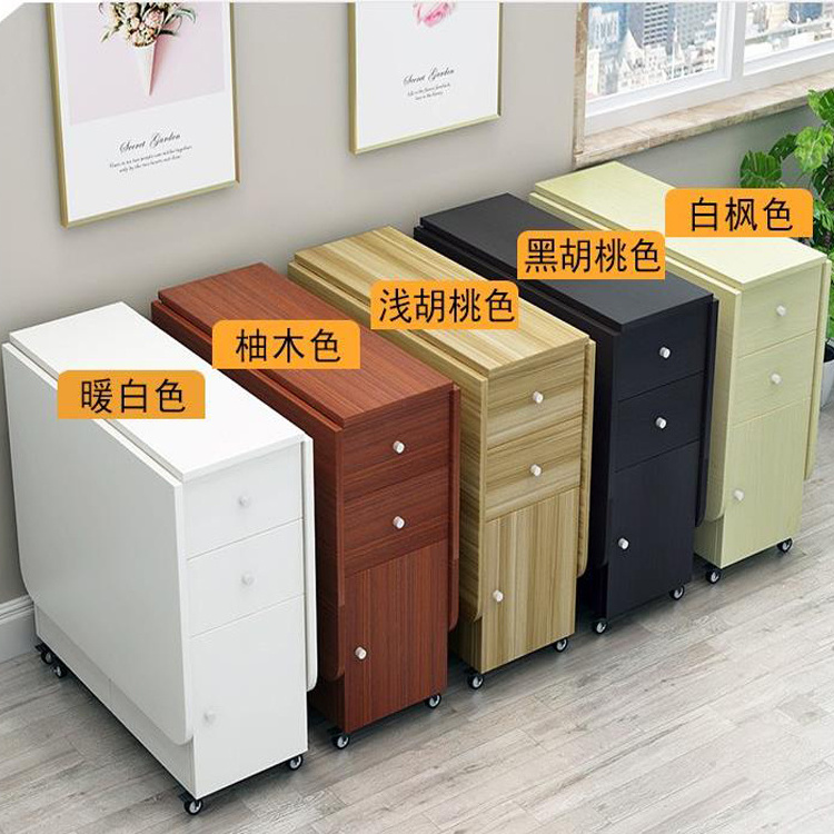 AI LI CHEN Simple Modern Small Apartment Telescopic Folding Table Rectangular Mobile Kitchen Locker Simple Dining Table Chair